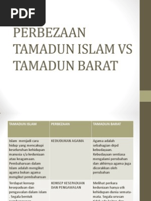 Perbezaan Tamadun Islam Vs Tamadun Barat Pdf