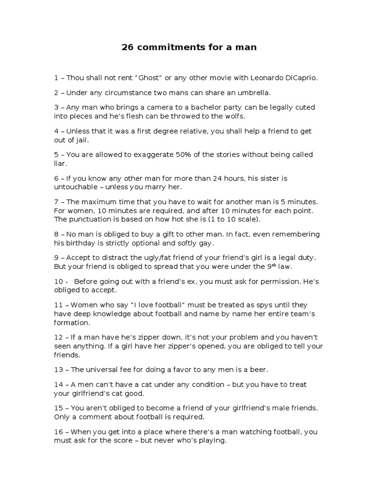 26 Commitments For A Man 1229022239603084 1 | PDF | Violence