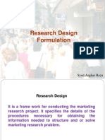 Research Design Formulation: Syed Asghar Reza