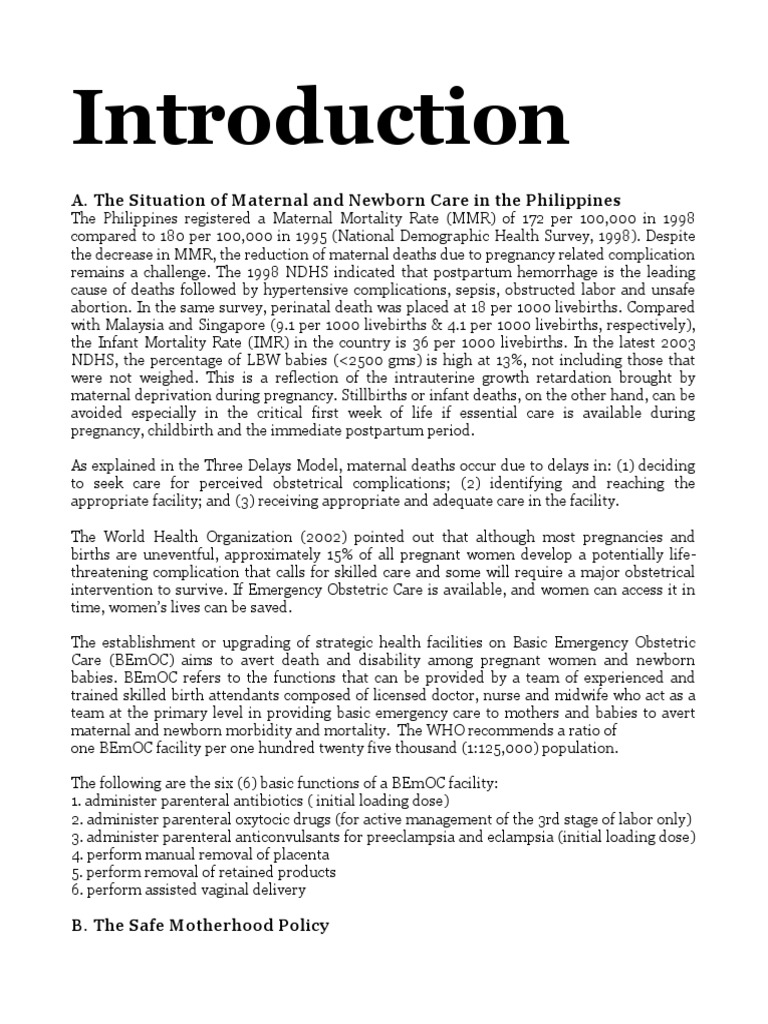 A. The Situation of Maternal and Newborn Care in The Philippines | PDF ...