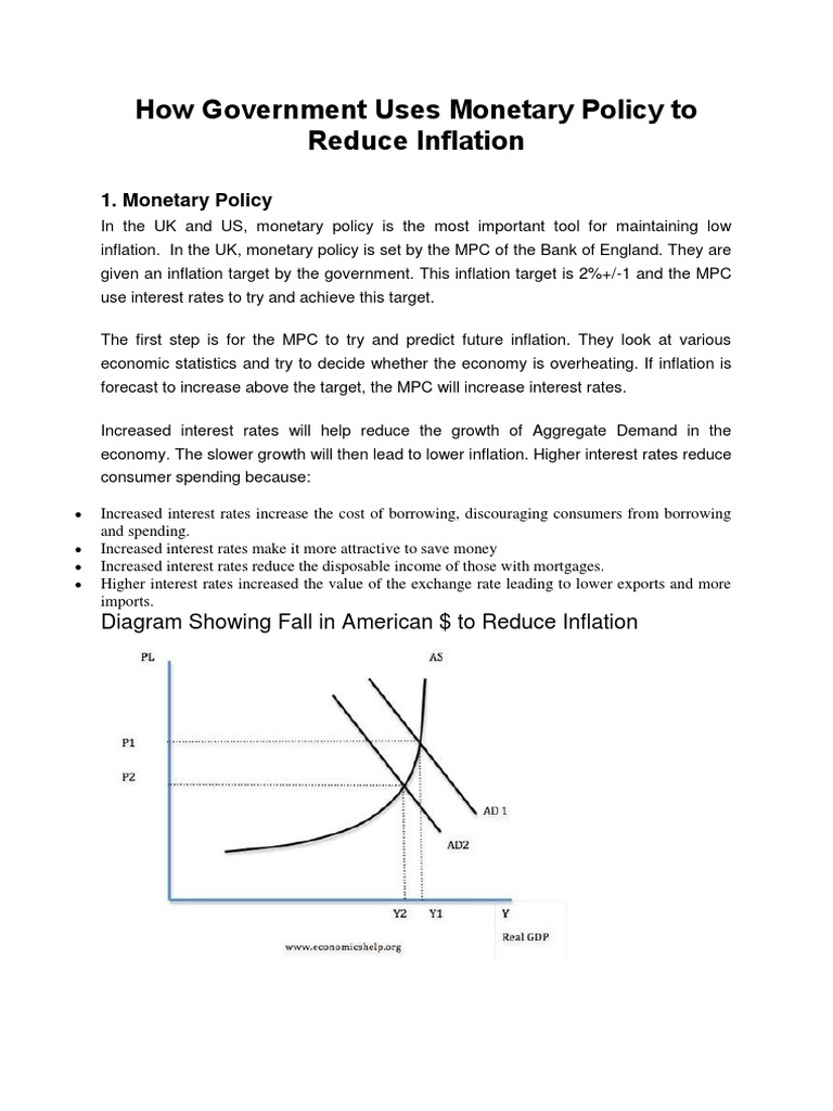 Policies To Control Inflation PDF Inflation Unemployment