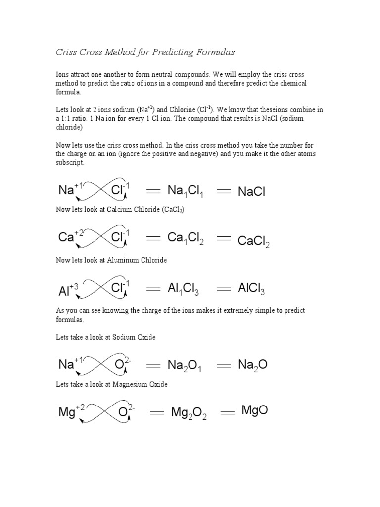 Sodium Oxide Formula Criss Cross Method