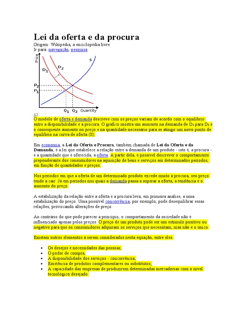 Lei da Oferta e da Procura Explicada | PDF | Oferta e procura | Demanda