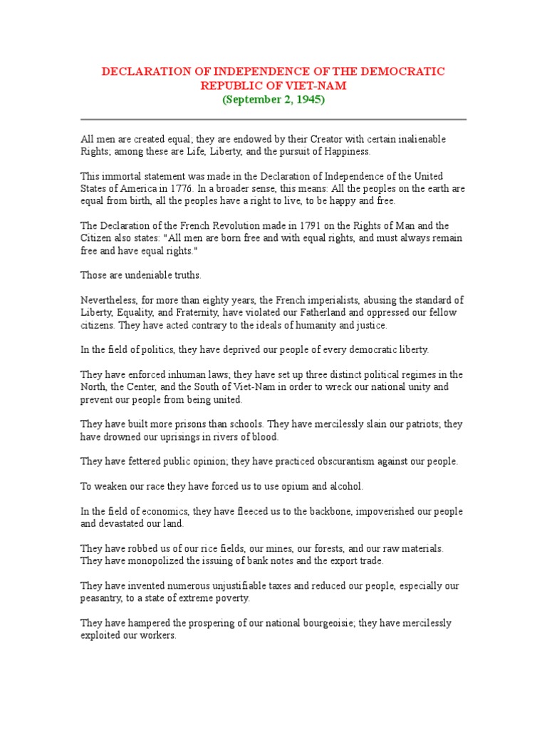 Declaration of Independence of the Democratic Republic of Vietnam