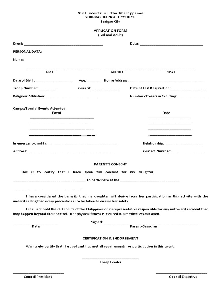 GSP Registration and Parent Consent Form | PDF | Career & Growth ...