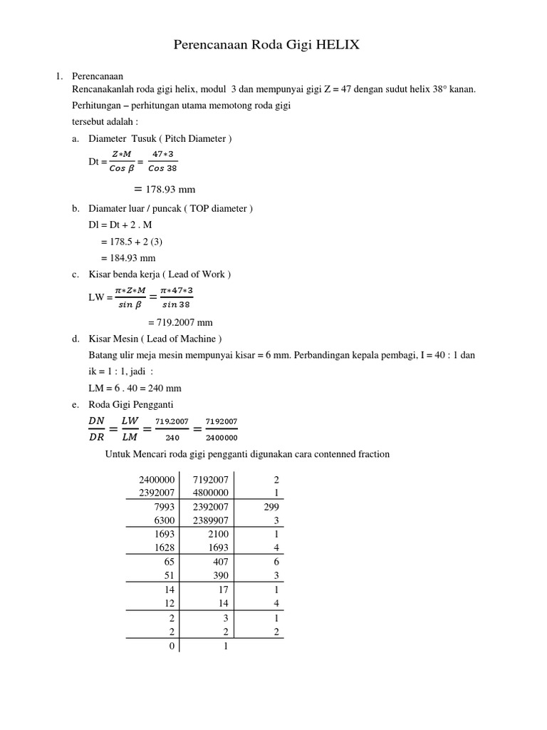 Perhitungan Roda Gigi Helix Modul 3 | PDF | Komputer