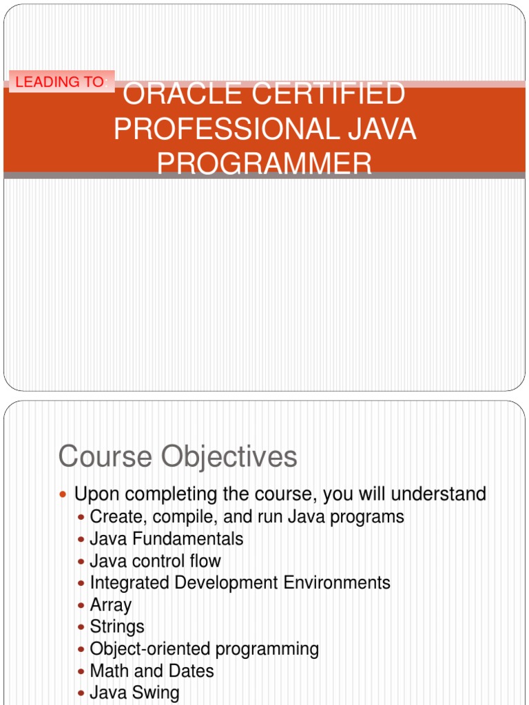 Oracle Certified Professional Java Programmer: Leading TO | PDF | Cross ...