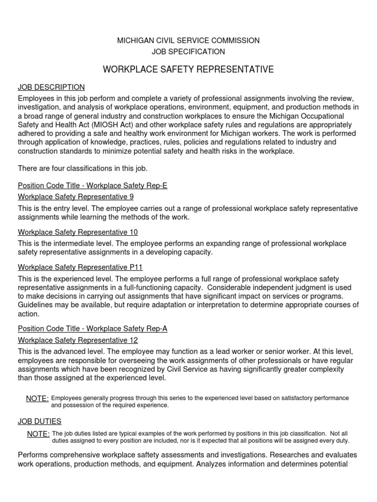 Workplace Safety Representative Occupational Safety And Health Safety