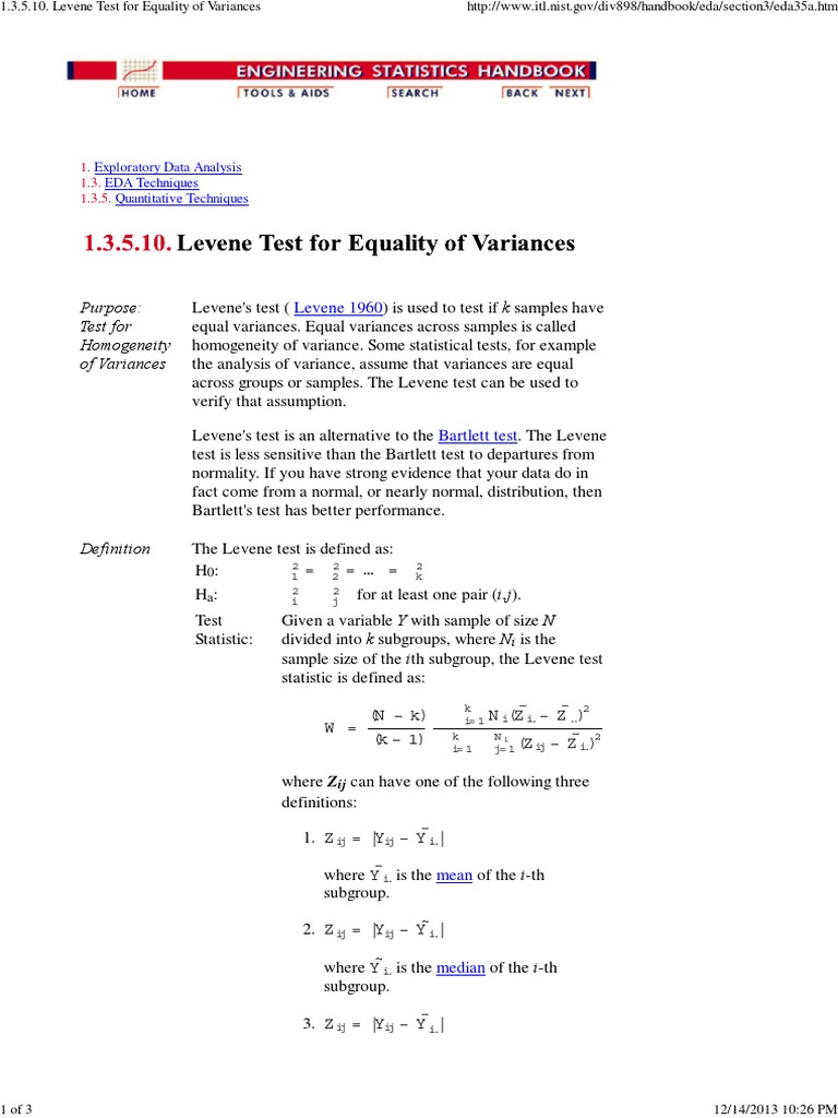 1.3.5.10 levene test.pdf Statistical Hypothesis Testing Mean