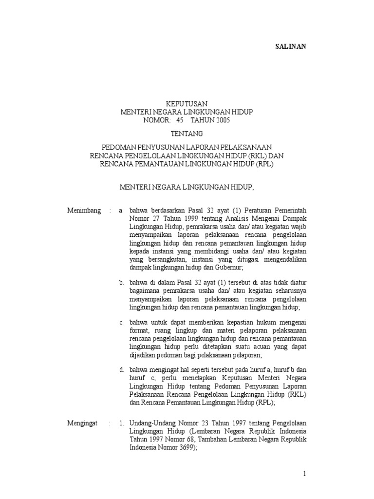 Pedoman Laporan RKL dan RPL | PDF