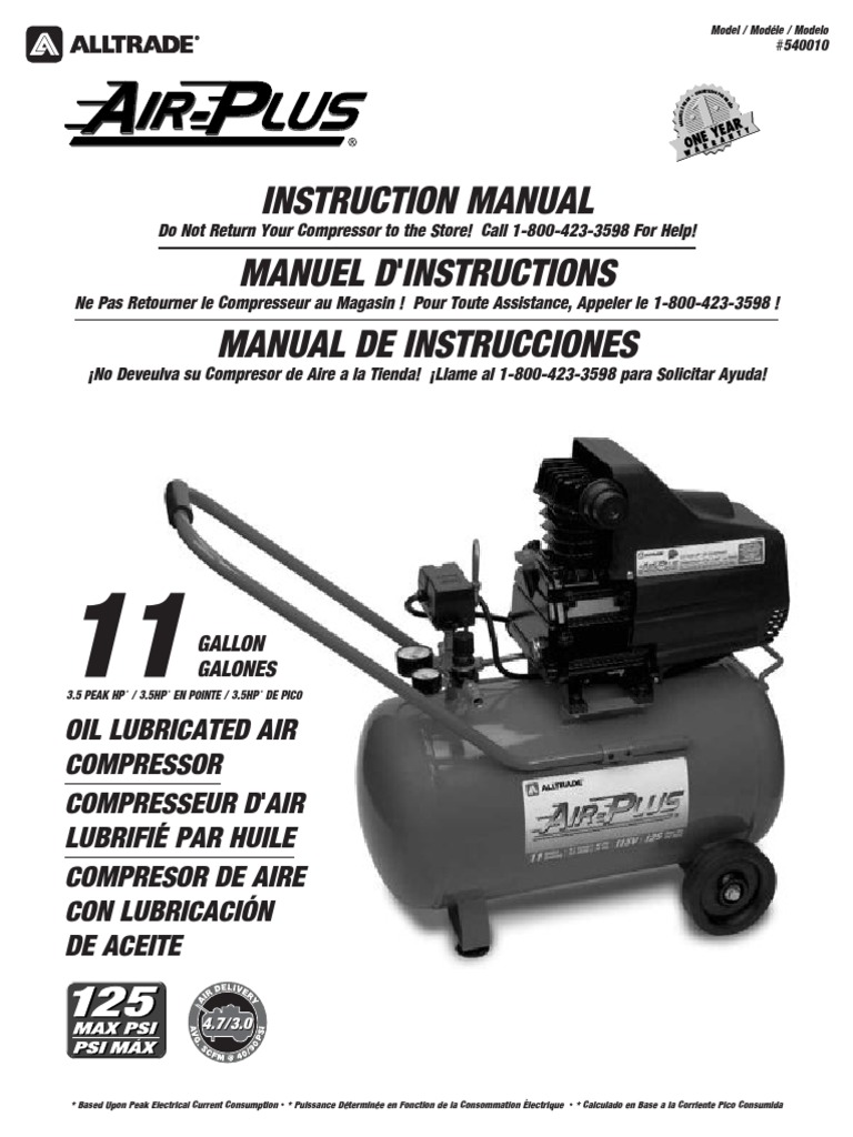 MANUAL COMPRESOR DE AIRE.pdf | Enchufes y tomas de corriente alterna