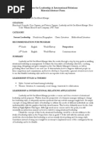 Center For Leadership & International Relations Material Abstract Form