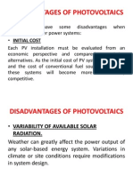 Disadvantages of Photovoltaics