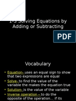 1-3 Solving Equations by Adding or Subtracting