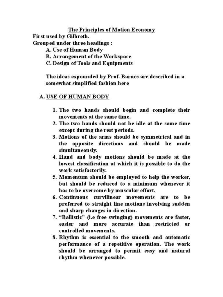 Principles of Motion Economy Explained | PDF | Manufactured Goods | Nature