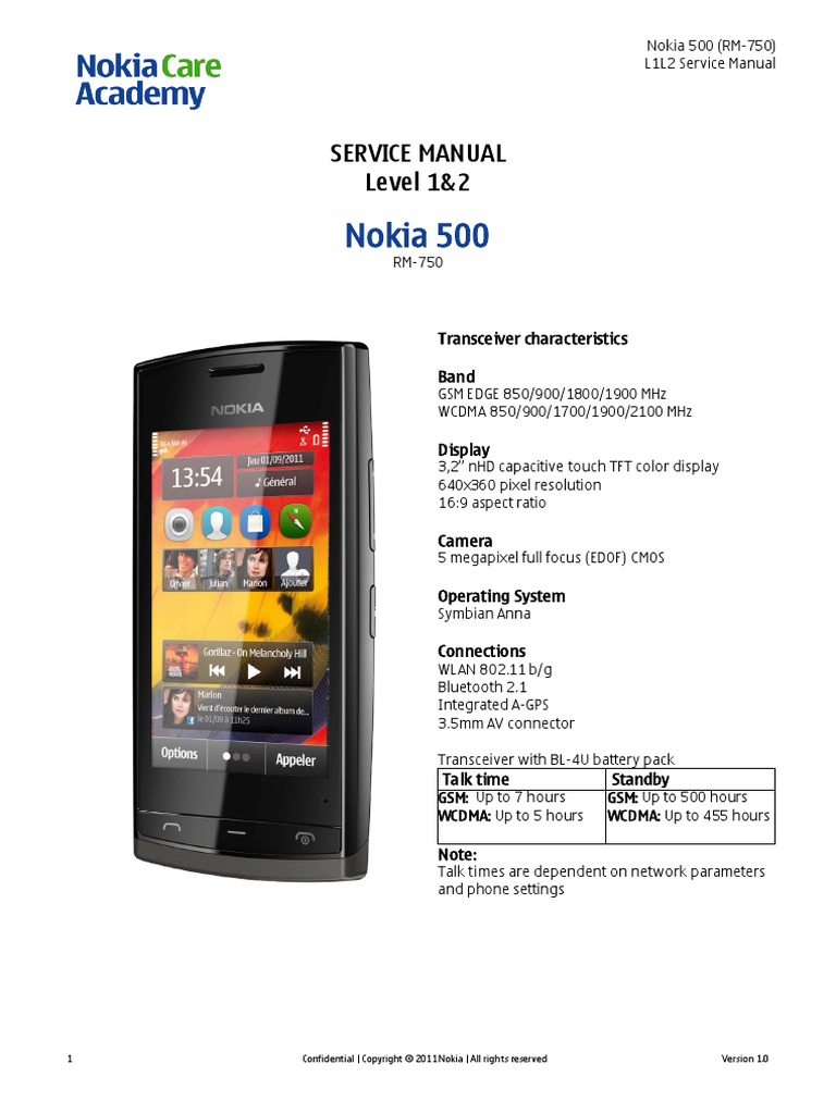 Nokia 500 RM-750 Service Manual L1L2 v1.0 | Electrostatic Discharge |  Battery (Electricity)