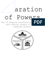 Separation of Powers: Act of Keeping Legislative, Executive, and Judicial Powers of Keeping Separate Bodies