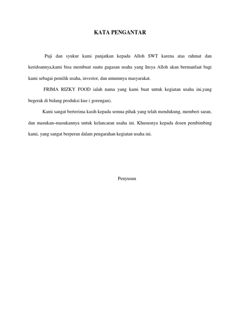 Contoh Proposal Gorengan