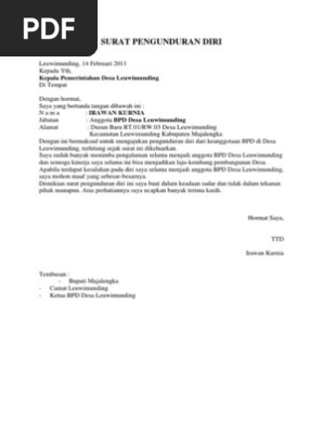 Contoh Surat Pengunduran Diri Format Excel Download Contoh Surat Terlengkap