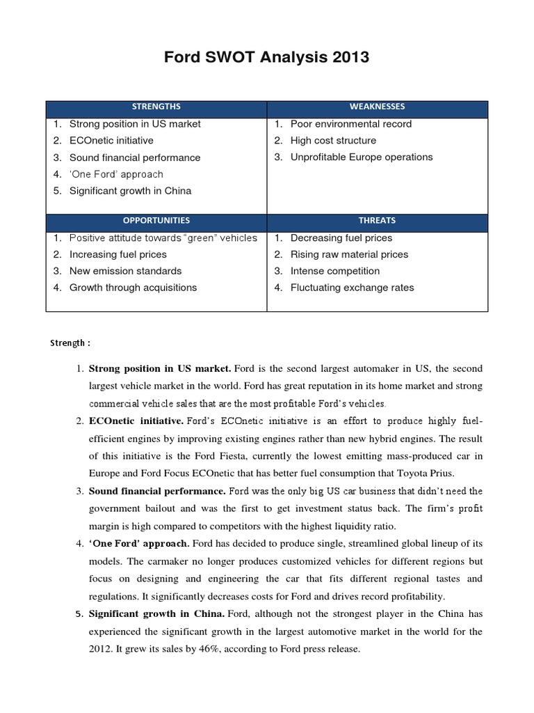 Ford motor company case study strategic management pdf image