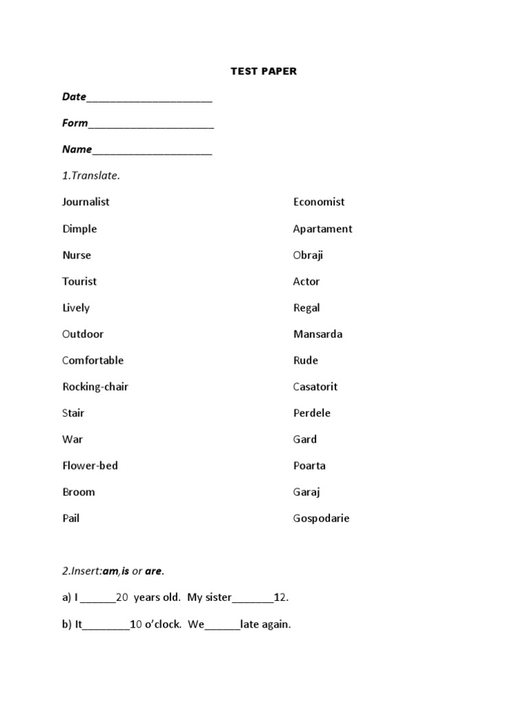 English Grammar and Vocabulary Test | PDF