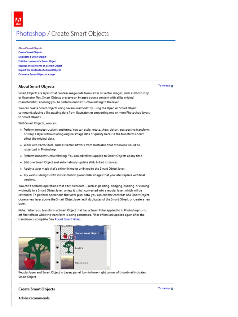 Adobe Photoshop - Create Smart Objects PDF | PDF | Adobe Photoshop ...