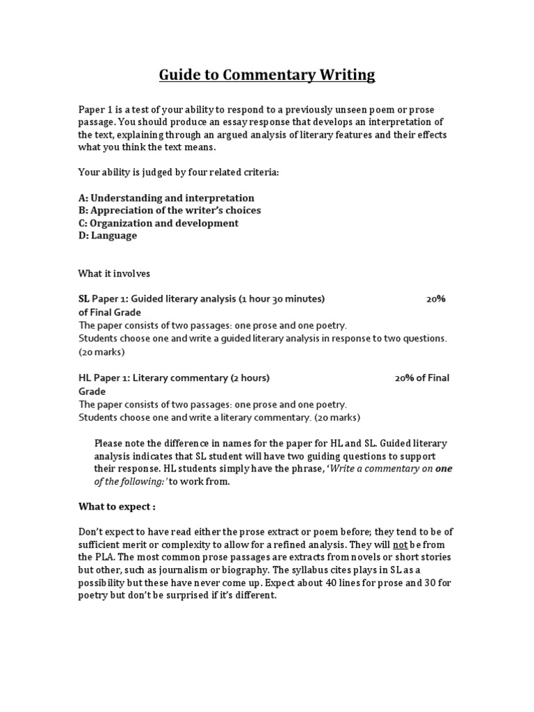 IB Unseen Commentary Preparation Guide | PDF | Poetry | Literary Criticism