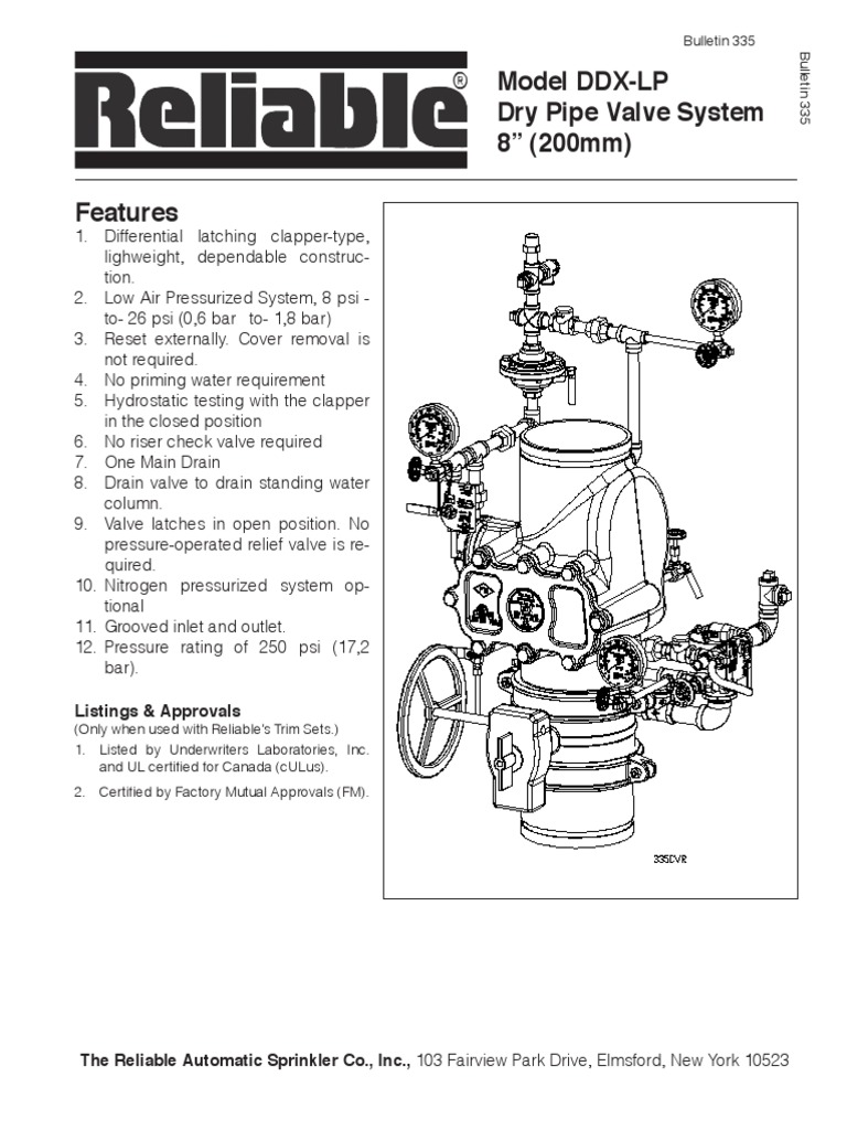335 Model DDXLP Dry Pipe Valve System PDF Fire Sprinkler System