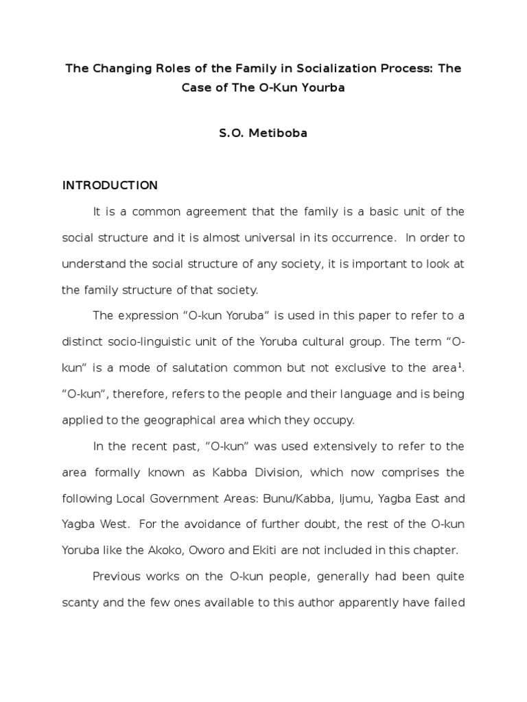 The Changing Roles Of The Family In Socialization Process | Pdf | Family |  Socialization