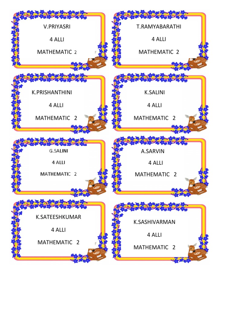 Mathematics Class 2 Student List | PDF