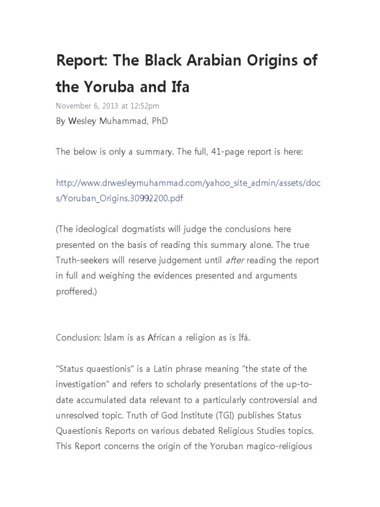 Black Arabian Roots of Yoruba Ifá | PDF | Arabian Peninsula | Arabic