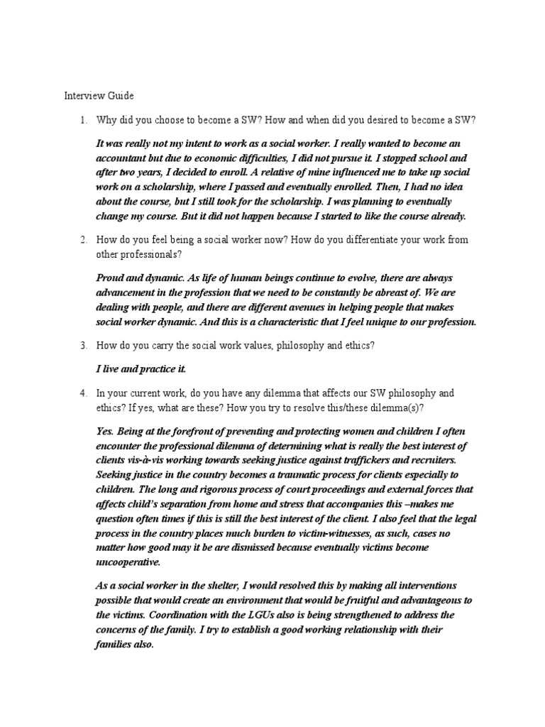 Interview Guide for Social Workers | Social Work | Psychological Concepts