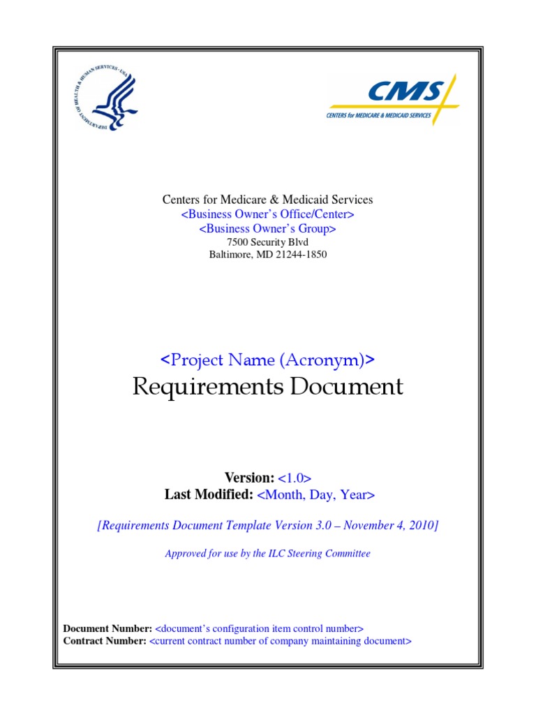 CMS Requirements Document Template | PDF | Use Case | Computing