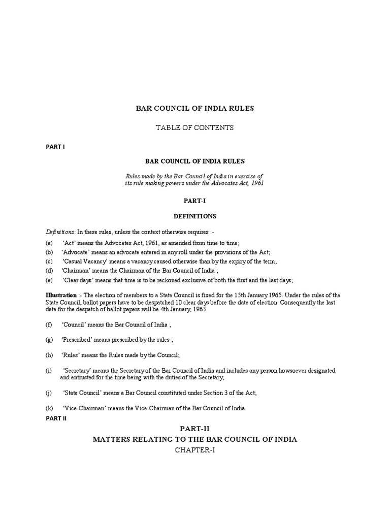 Bar Council Rules Part 6