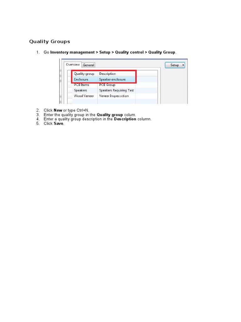 Create Quality Groups in Inventory Management | PDF