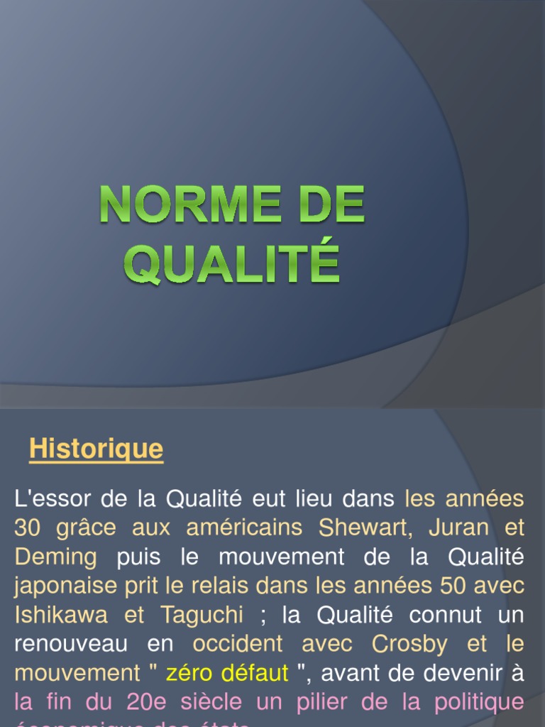 normes de qualiteppt  management de la qualite organisation