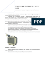 Method Statement For The Installation of Transformer