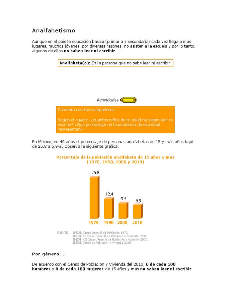 Analfabetismo Pdf Población México