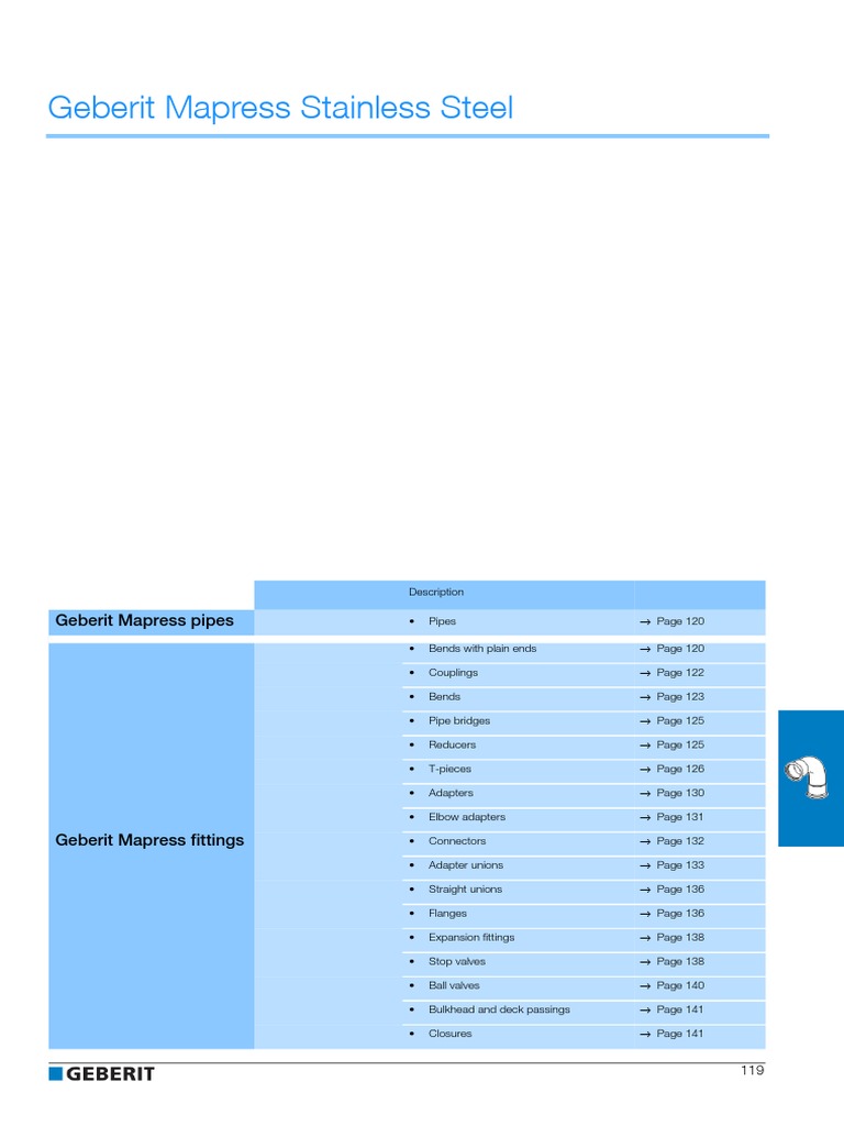 2012_Geberit Mapress Stainless Steel Catalog Valve Manmade Materials