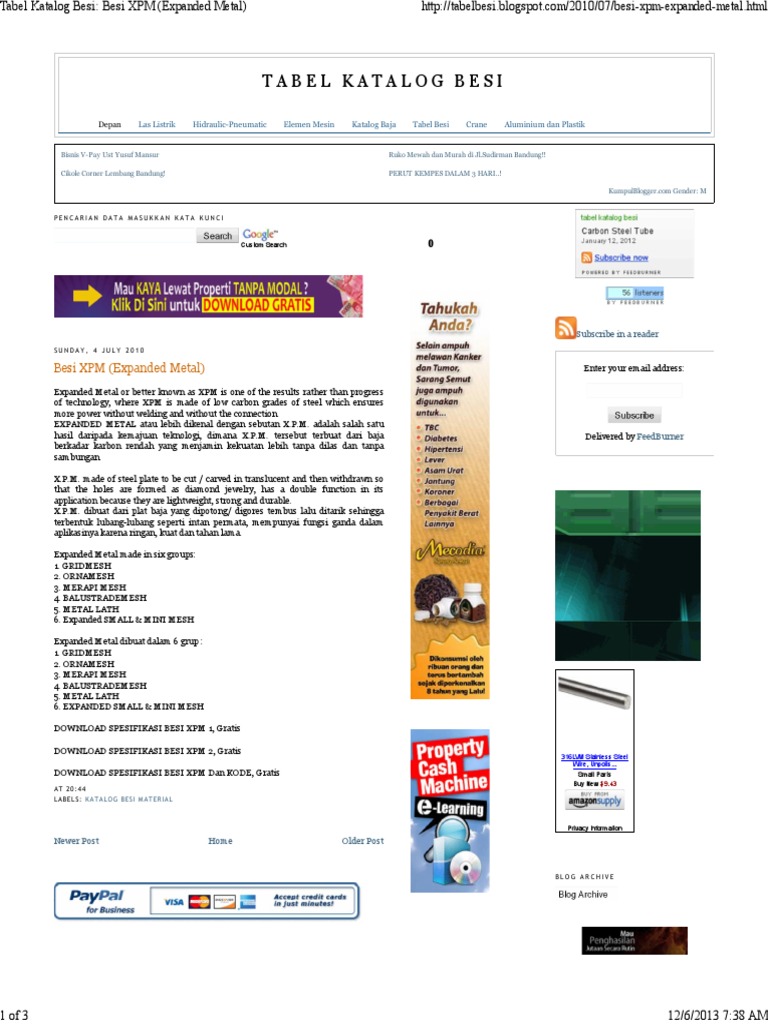 Tabel Katalog Besi - Besi XPM (Expanded Metal) | PDF | Electronic ...