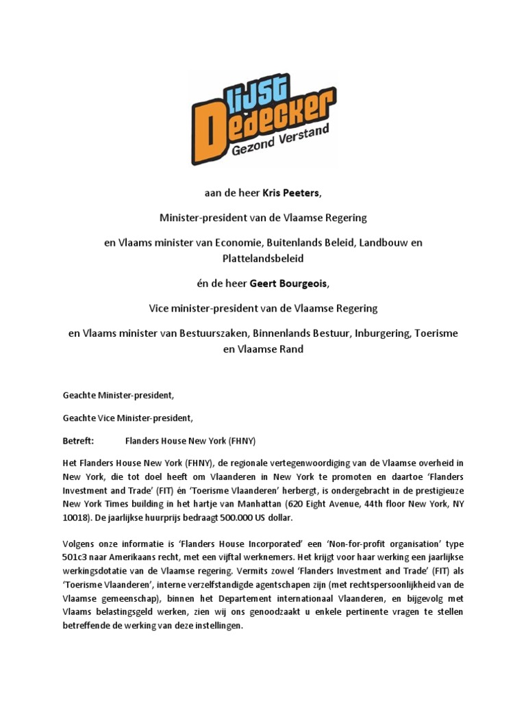 Open Brief Flanders House New York PDF