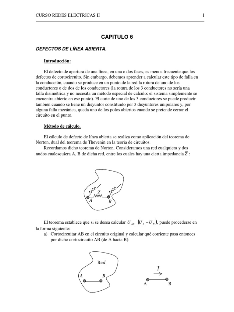 Cálculo de defectos de línea abierta en redes eléctricas | PDF ...