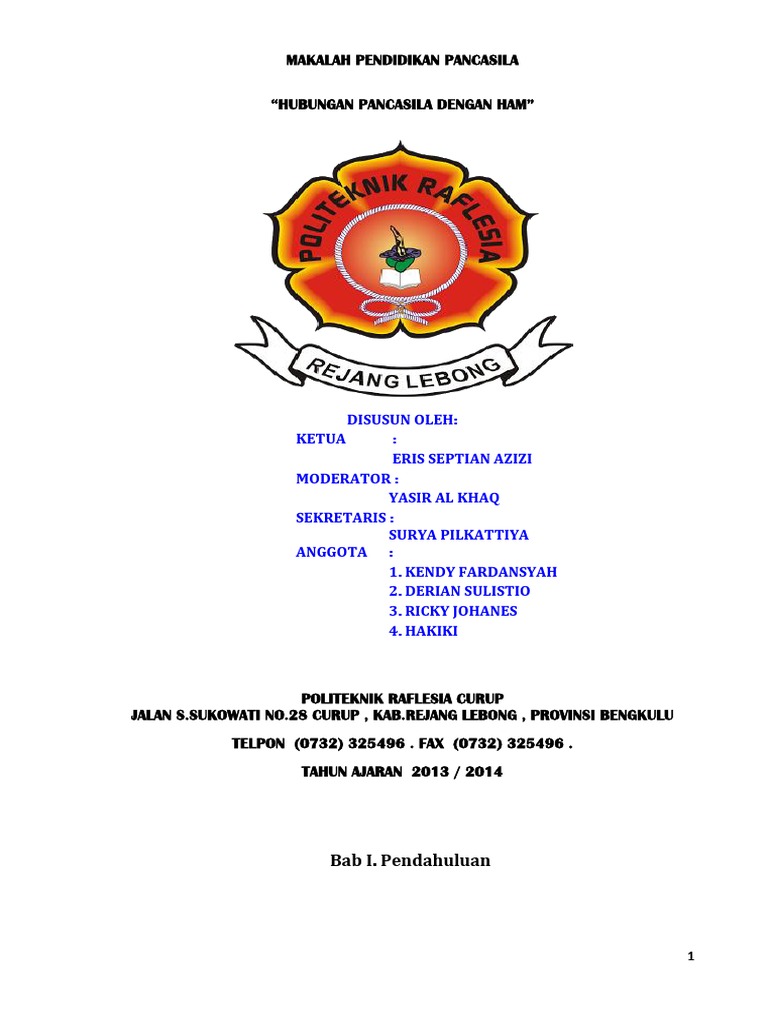 186201268 Makalah Hubungan Pancasila Dengan Ham Docx