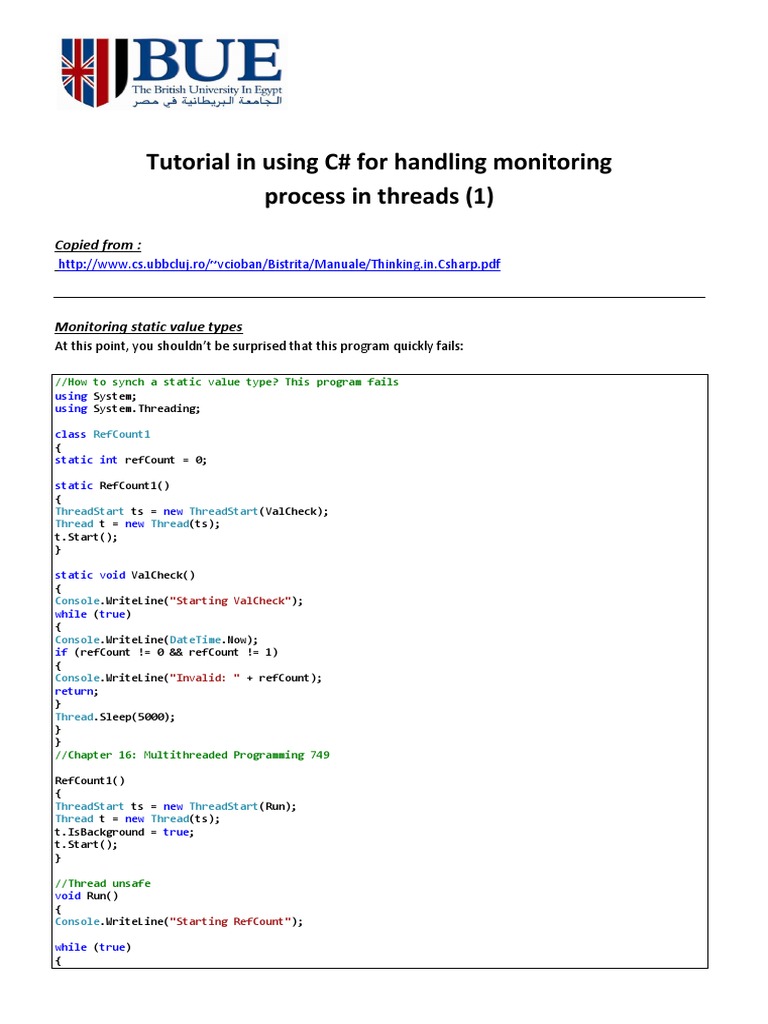 Tutorial in Using C For Handling Monitoring Process in Threads PDF