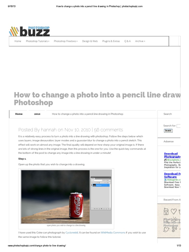 How To Change A Photo Into A Pencil Line Drawing in Photoshop ...