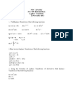 NIIT University MAT 101 Tutorial Sheet Laplace Transform 22 November 2013
