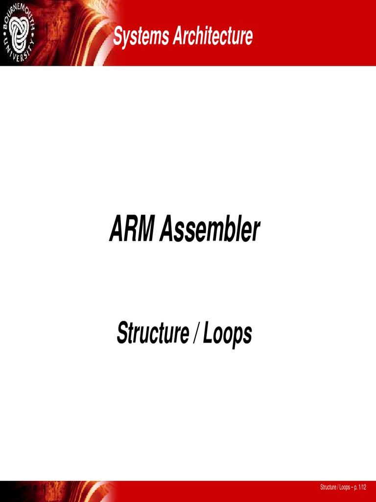 ARM Assembler Structure / Loops PDF Pointer Programming) Control Flow