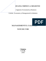 Managementul Calitatii - Note de Curs. (Conspecte - MD)