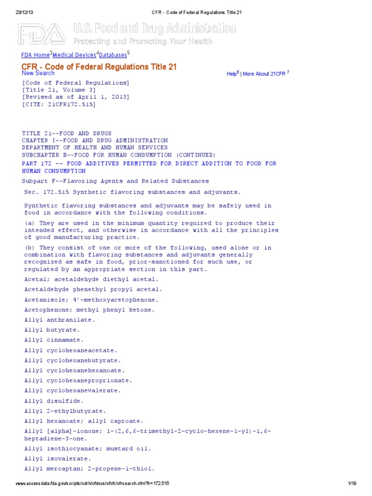CFR Code of Federal Regulations Title 21 PDF Administrative Law