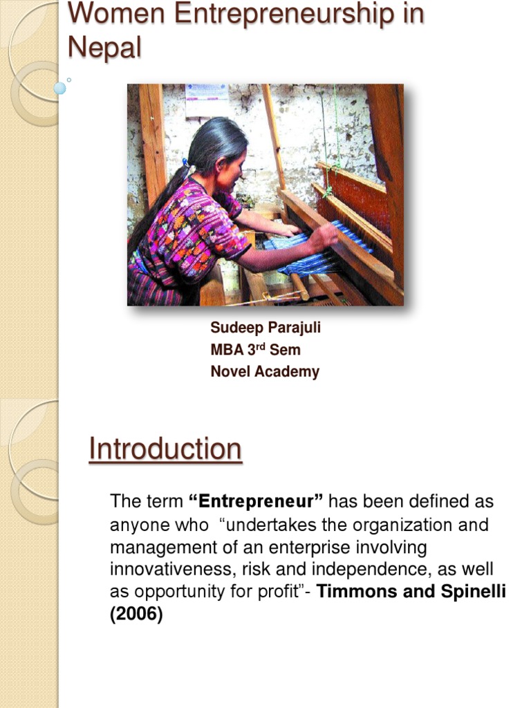 Women Entrepreneurship In Nepal Pdf Nepal Entrepreneurship